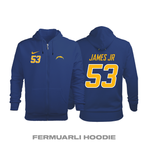 Los Angeles Chargers: Royal Edition 2020/2021 Fermuarlı Kapüşonlu Hoodie