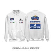 Ayrton Senna: 1994 Williams Rothmans - White Edition Fermuarlı Ceket