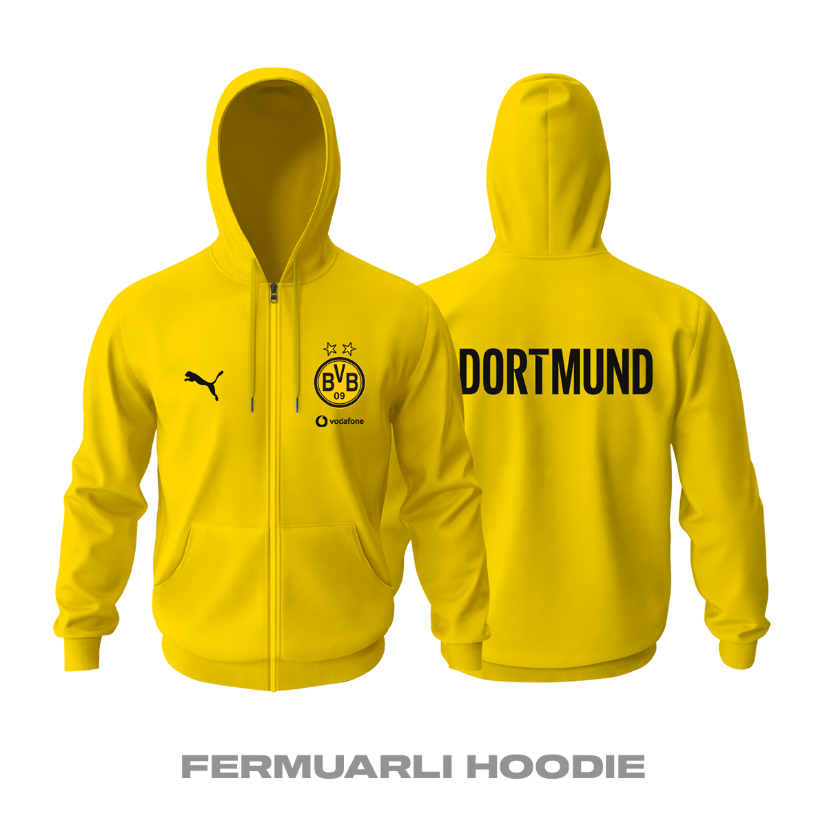 Dortmund: Club Culture Series - Yellow Edition Fermuarlı Hoodie