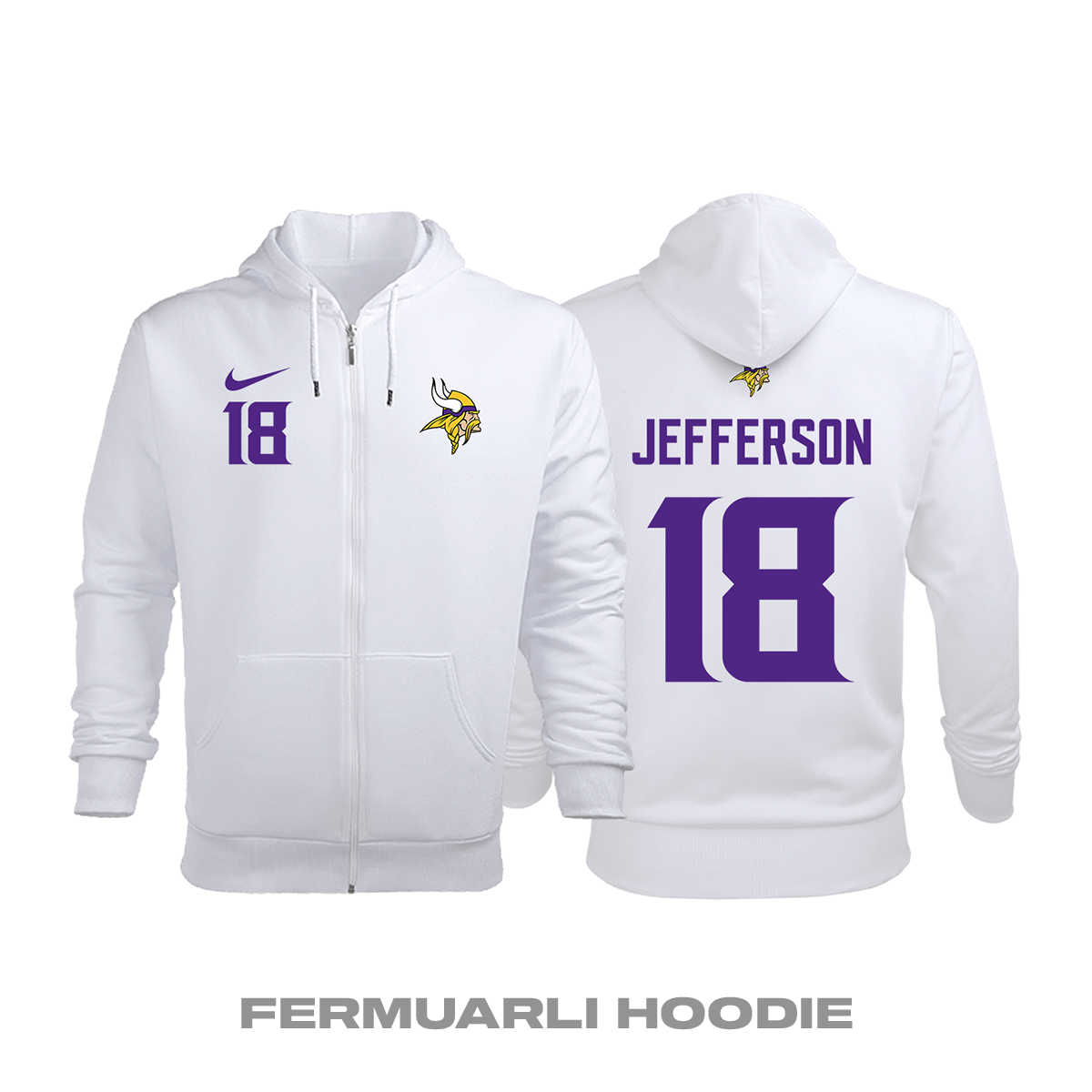 Minnesota Vikings: Road Edition 2020/2021 Fermuarlı Kapüşonlu Hoodie