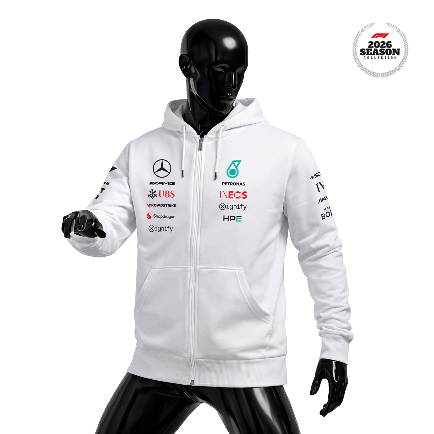 Petronas F1 Team: W17 Merch Edition - White 2026 Fermuarlı Hoodie