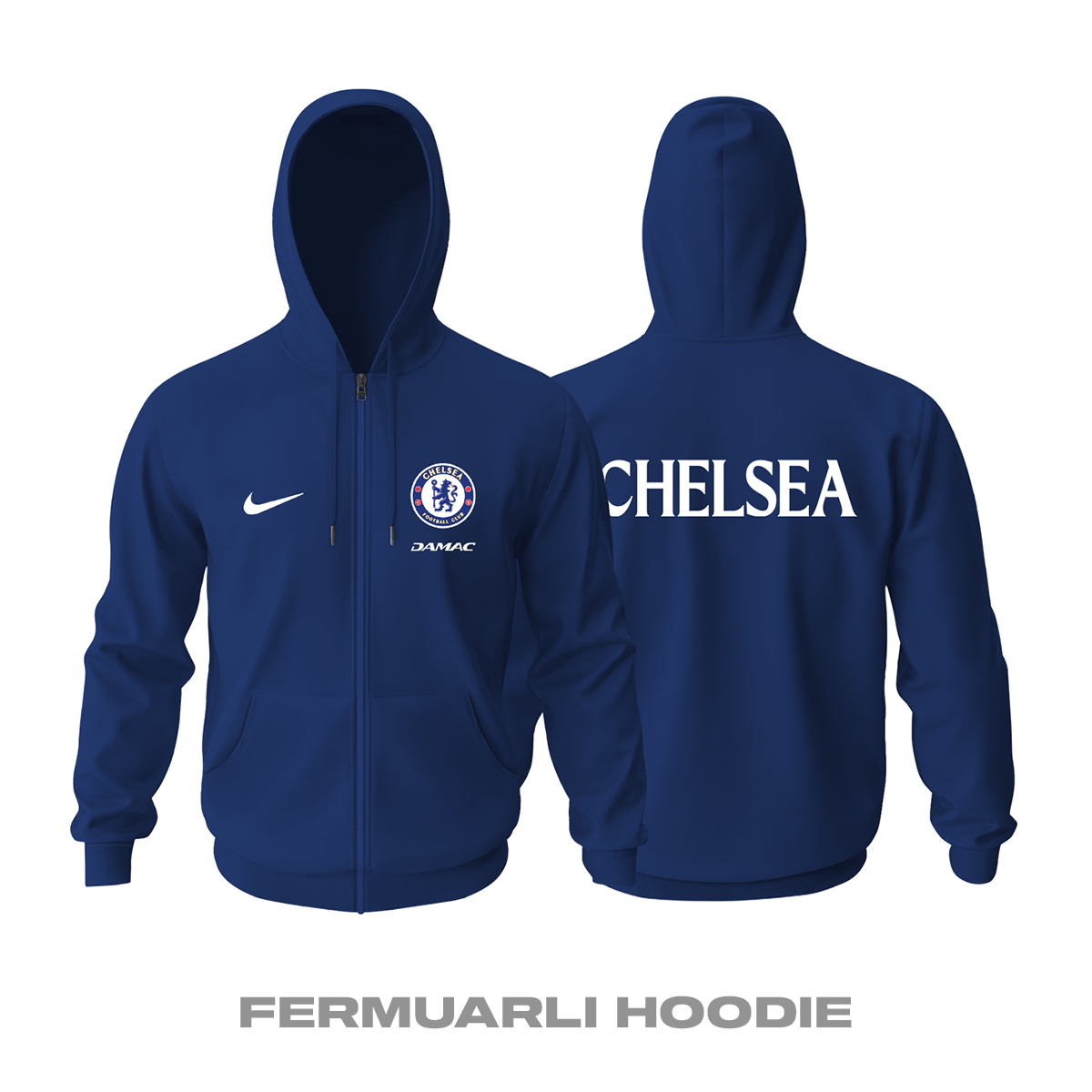 Chelsea: Club Culture Series - Navy Edition Fermuarlı Hoodie