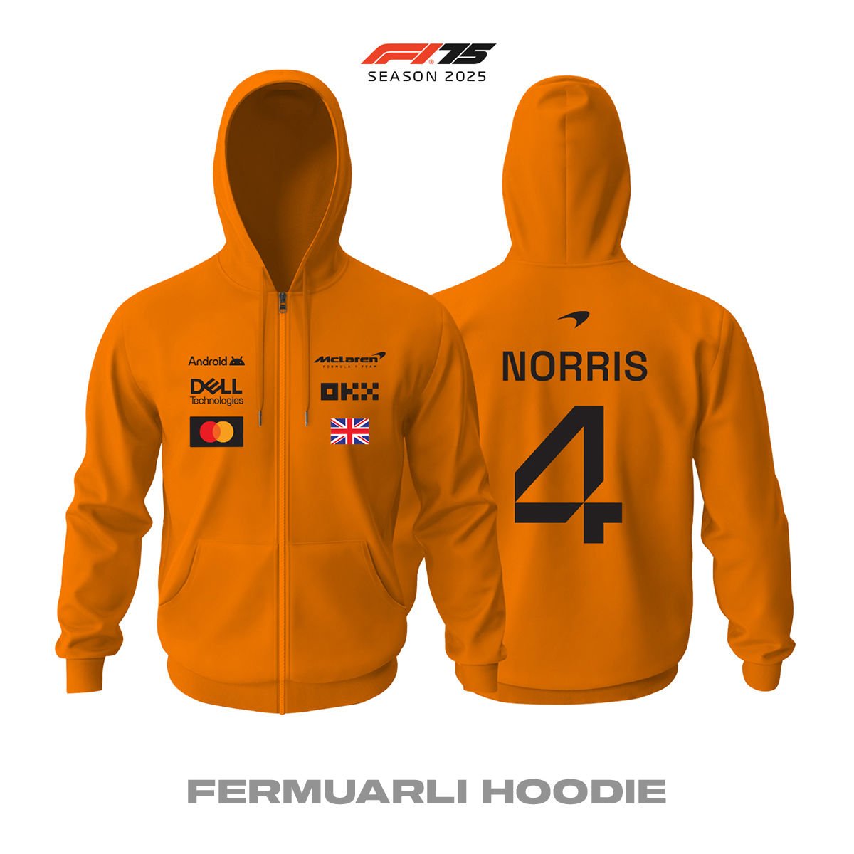 McLaren F1 Team: MCL39 Orange Crew Edition 2025 Fermuarlı Hoodie