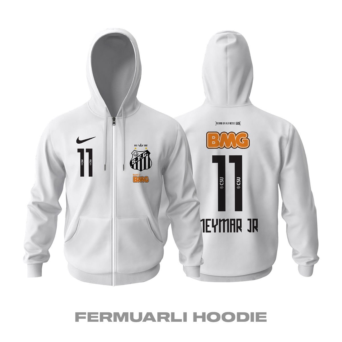 Santos FC: Anniversary 2011/2012 Fermuarlı Kapüşonlu Hoodie