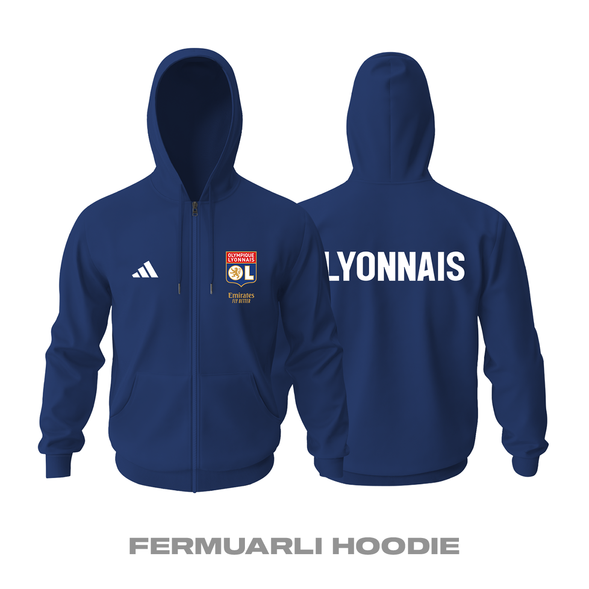 Lyonnais: Club Culture Series - Navy Edition Fermuarlı Hoodie