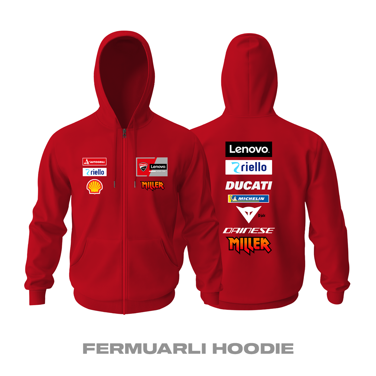Ducati Team: Jack Miller Edition Fermuarlı Kapüşonlu Hoodie 3XL