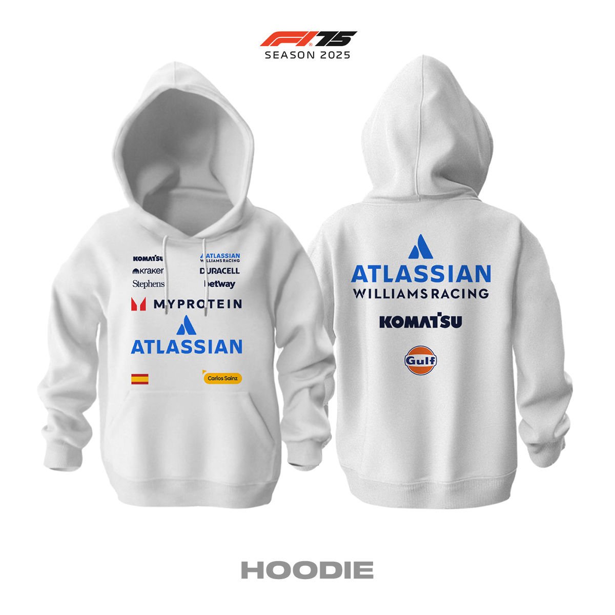 Williams F1 Team: FW47 White Edition 2025 Kapüşonlu Hoodie