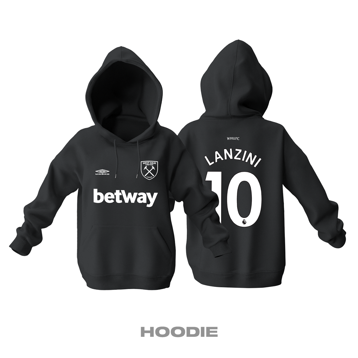 West Ham United: Third Edition 2021/2022 Kapüşonlu Hoodie L
