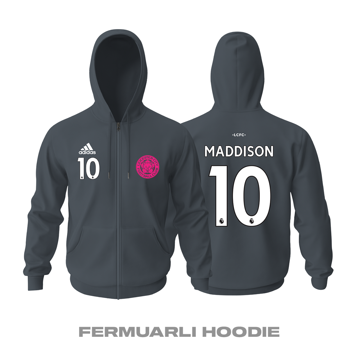 Leicester City: Third Edition 2021/2022 Fermuarlı Kapüşonlu Hoodie