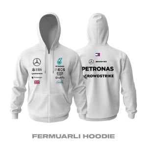 AMG Petronas F1 Team: W15 White Edition Fermuarlı Hoodie