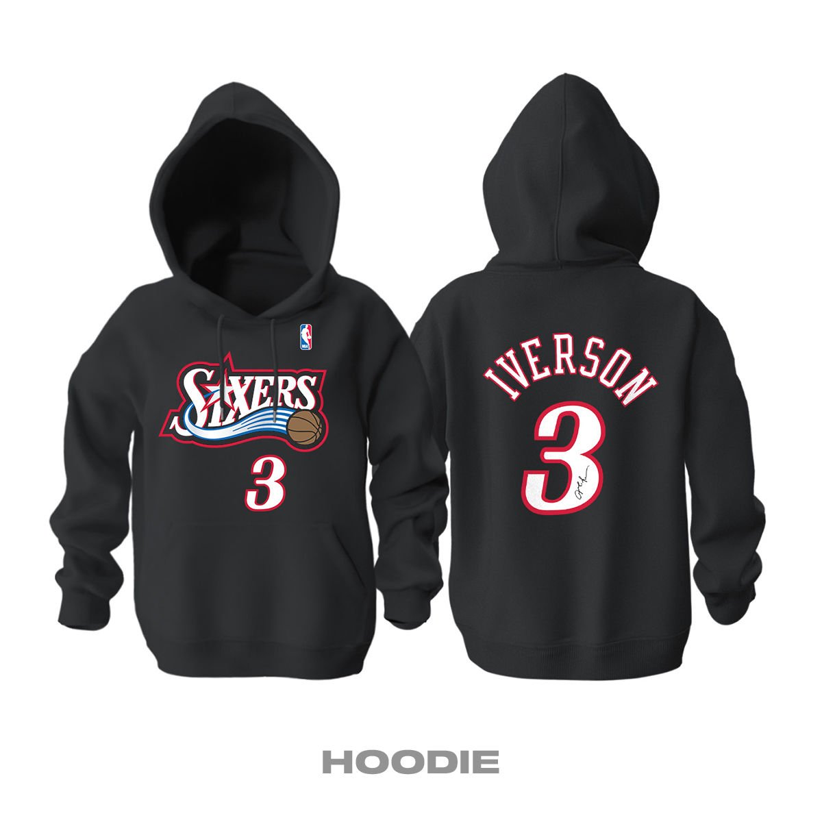 Philadelphia 76ers: Retro Edition - Black Kapüşonlu Hoodie