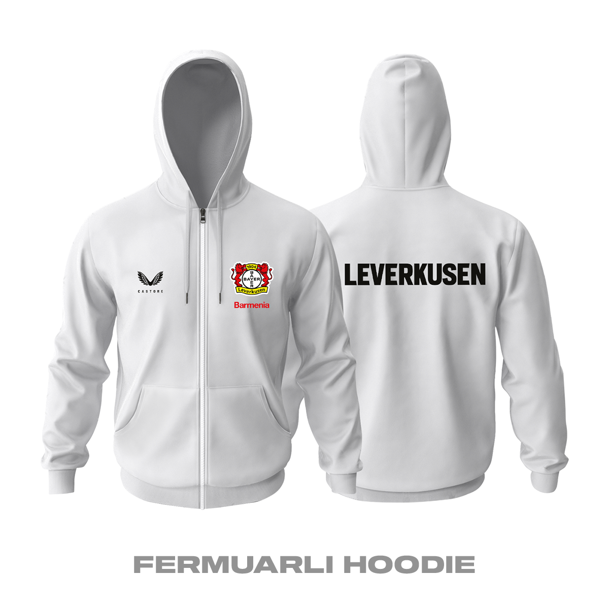 Leverkusen: Club Culture Series - White Edition Fermuarlı Hoodie