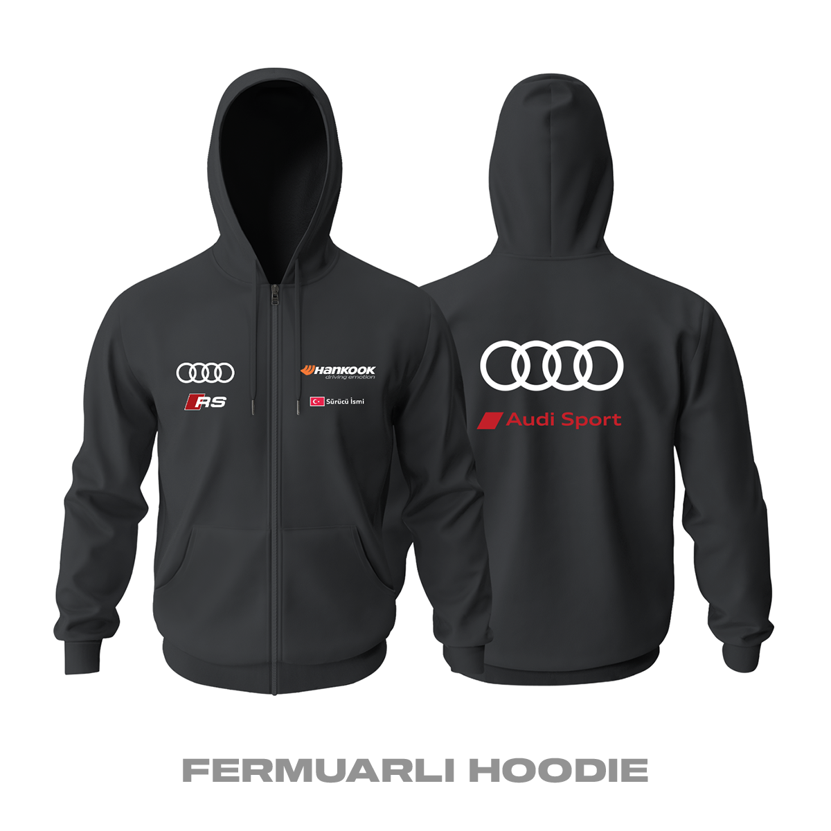 Audi: DTM Black Edition 2023 Fermuarlı Kapüşonlu Hoodie