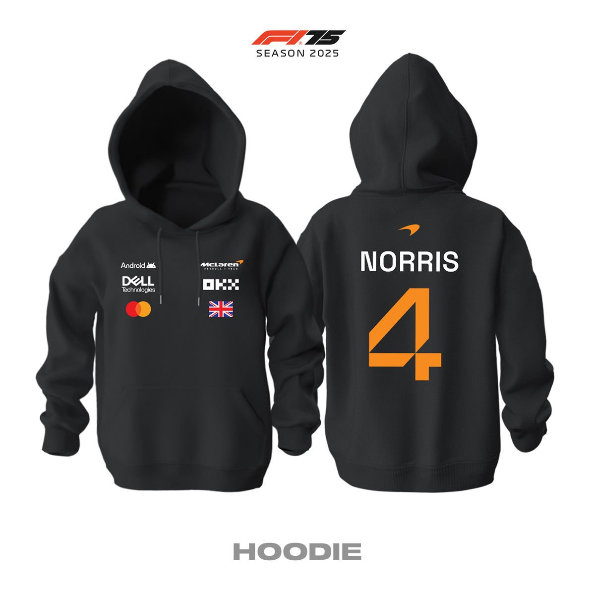 McLaren F1 Team: MCL39 Black Crew Edition 2025 Kapüşonlu Hoodie