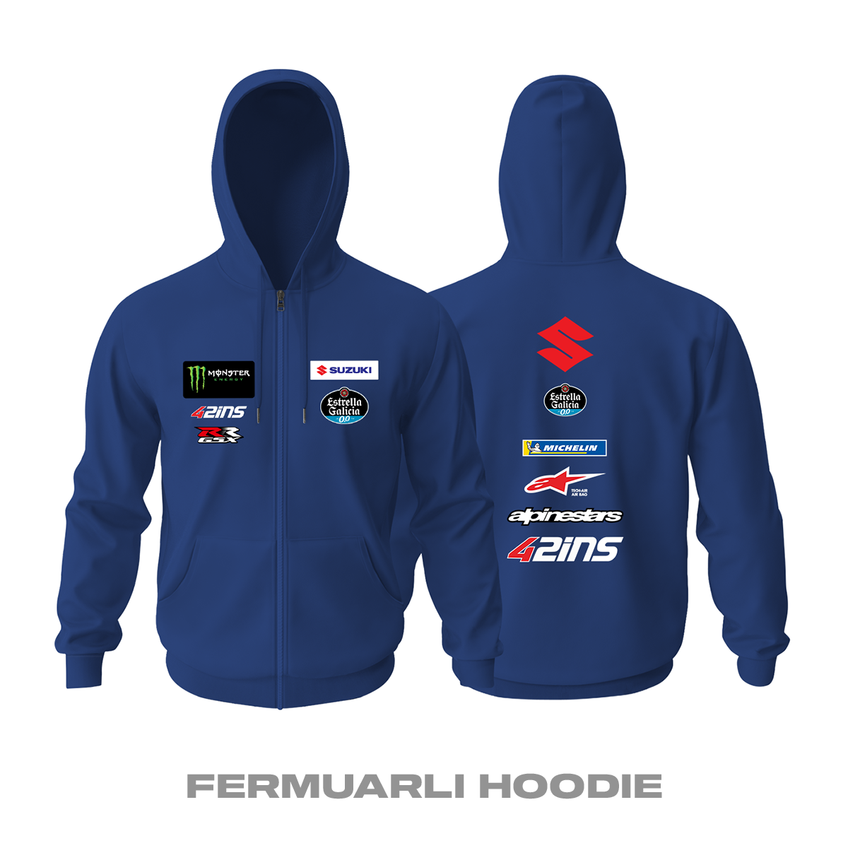 Team Suzuki MotoGP: Alex Rins Edition Fermuarlı Kapüşonlu Hoodie 4XL