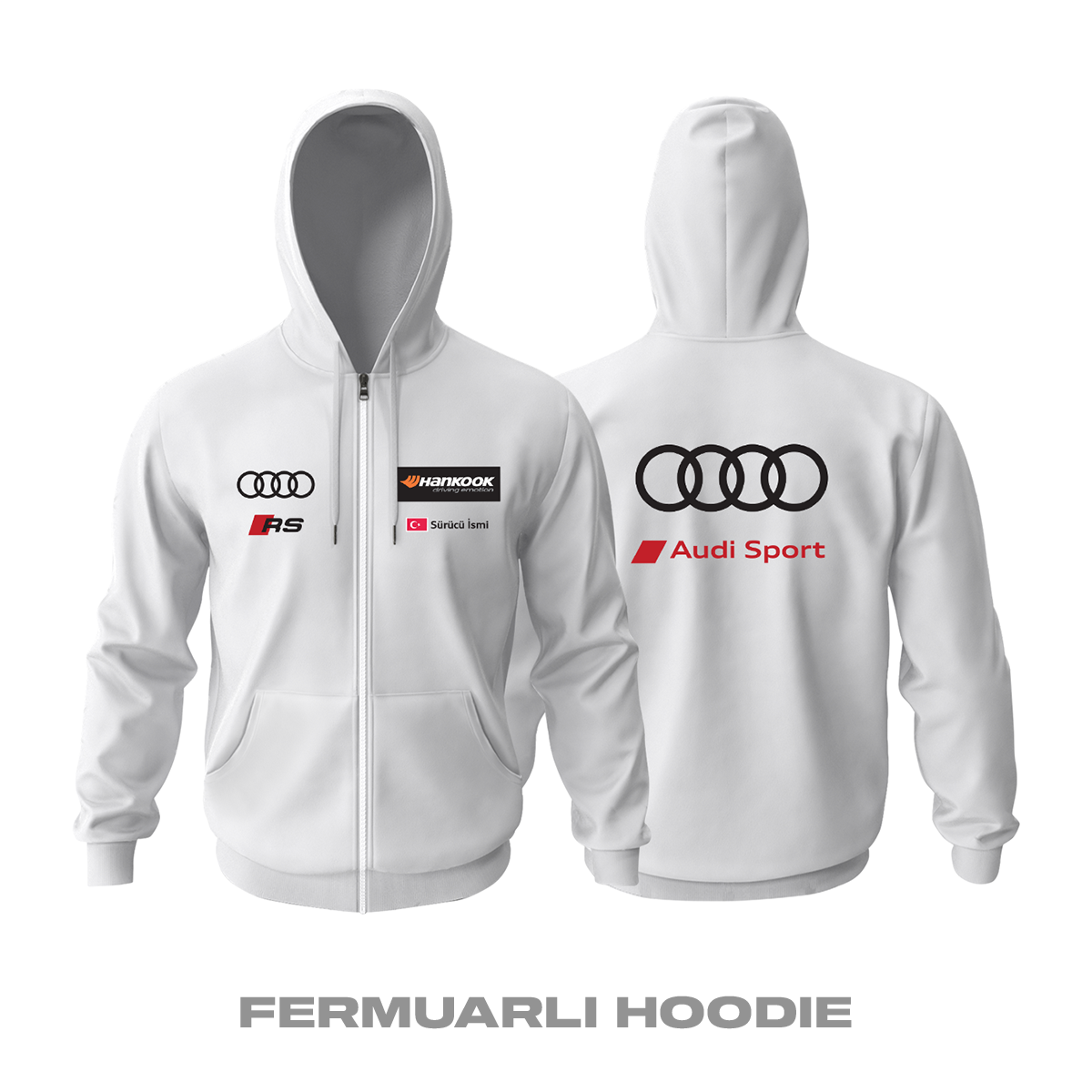 Audi: DTM White Edition 2023 Fermuarlı Kapüşonlu Hoodie