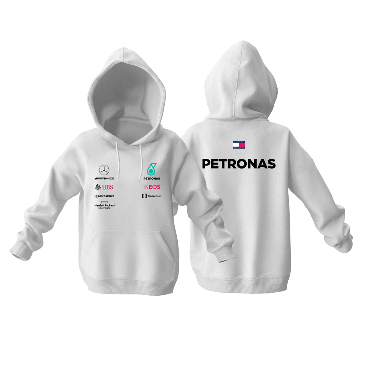 AMG Petronas F1 Team: White Crew Edition Kapüşonlu Hoodie 3XL
