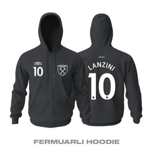 West Ham United: Third Edition 2021/2022 Fermuarlı Kapüşonlu Hoodie