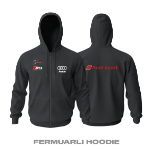Audi: RS Black Edition 2023 Fermuarlı Kapüşonlu Hoodie