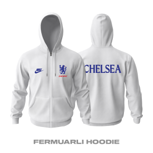 Chelsea: Club Culture Series - White Edition Fermuarlı Hoodie
