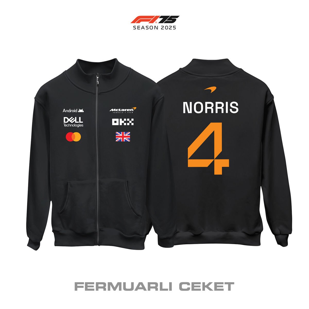 McLaren F1 Team: MCL39 Black Crew Edition 2025 Fermuarlı Ceket