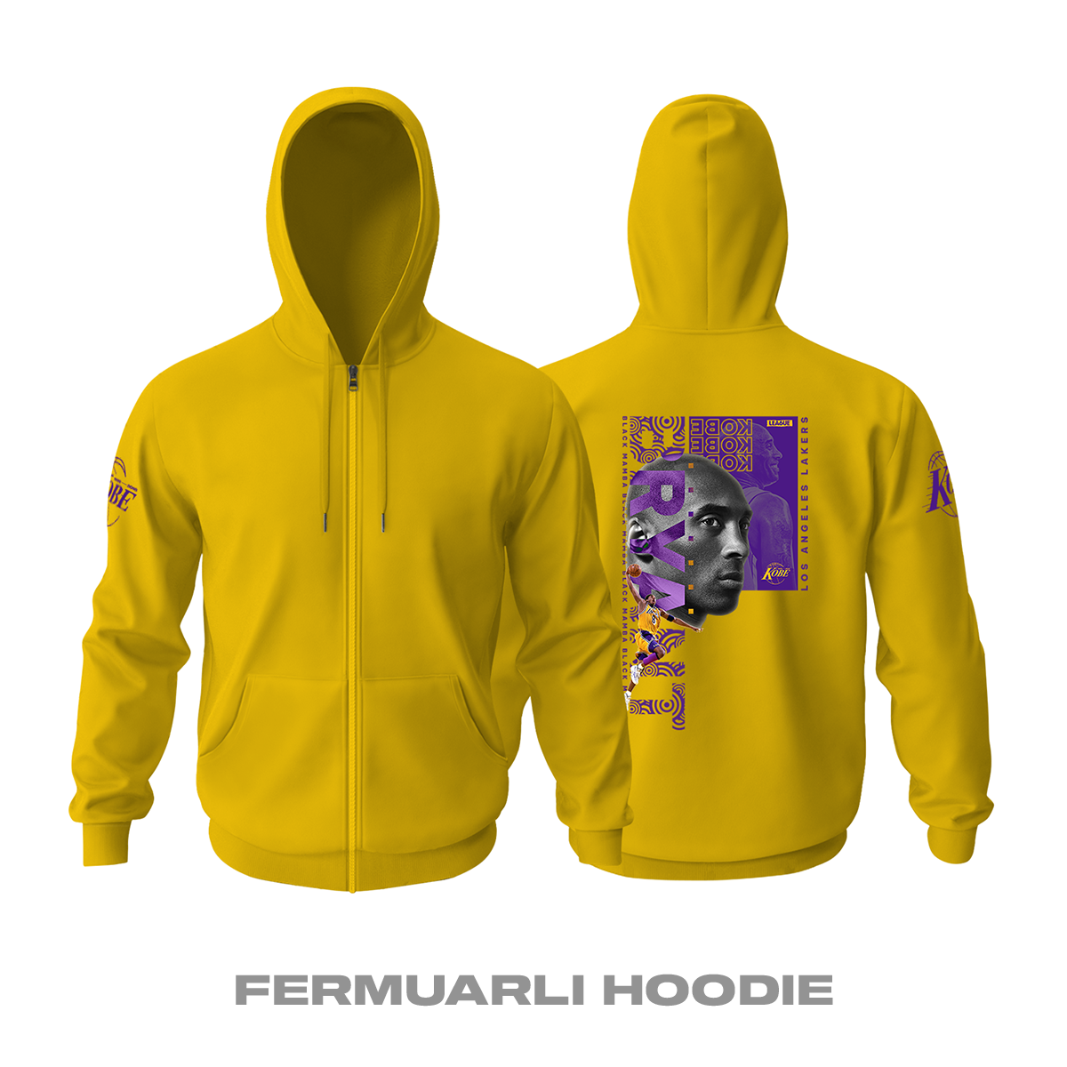 Kobe Black Mamba Fermuarlı Kapüşonlu Hoodie