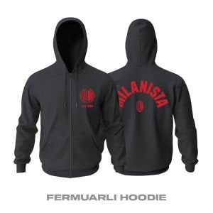 ACMilan: MILANISTA 2025 - Black Edition Fermuarlı Kapüşonlu Hoodie