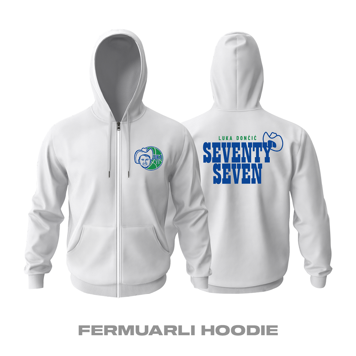 Seventy Seven - Luka Doncic Fermuarlı Kapüşonlu Hoodie