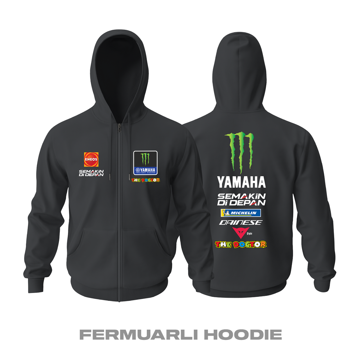 Yamaha Factory Racing: Valentino Rossi Edition Fermuarlı Kapüşonlu Hoodie L