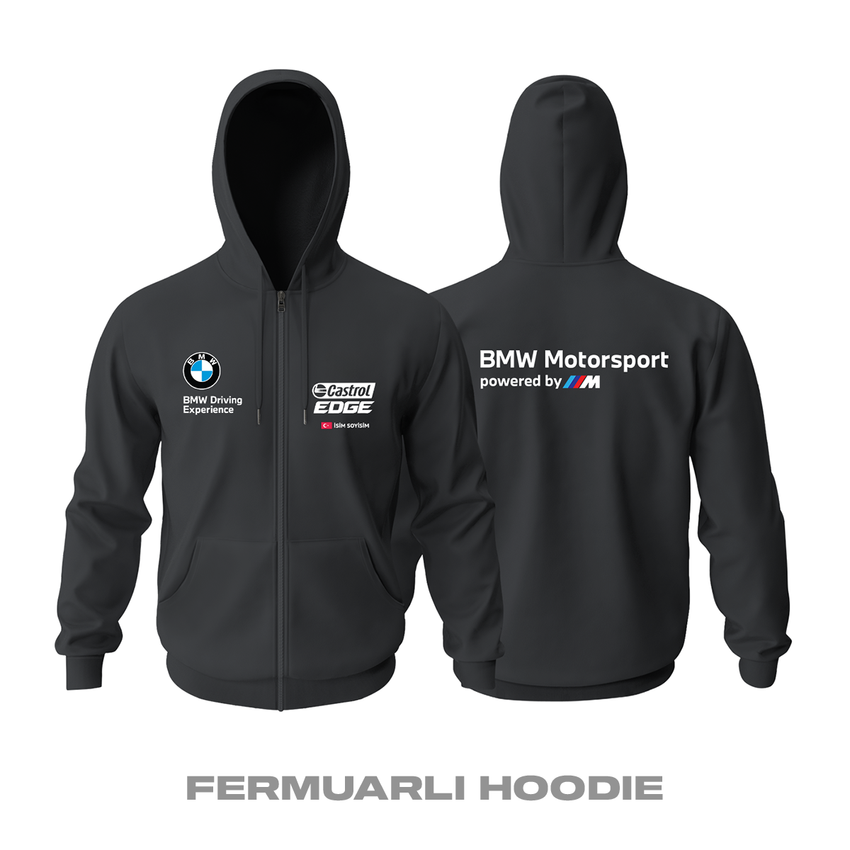 Bmw: DTM Black Edition 2023 Fermuarlı Kapüşonlu Hoodie