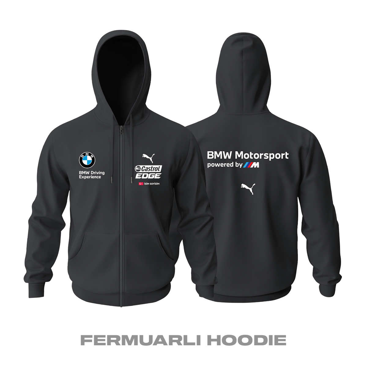 Bmw: DTM Black Edition 2023 Fermuarlı Kapüşonlu Hoodie