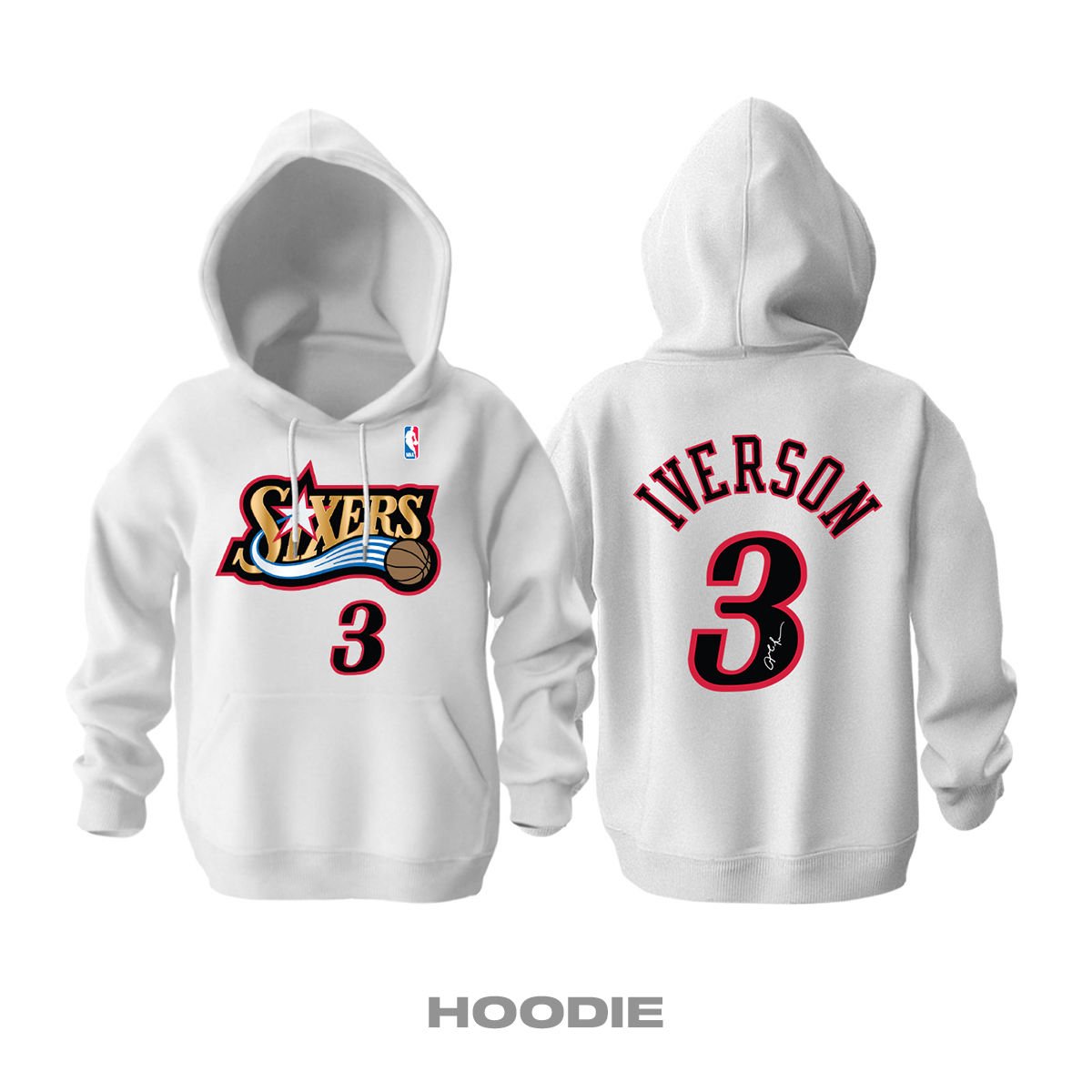 Philadelphia 76ers: Retro Edition - White Kapüşonlu Hoodie