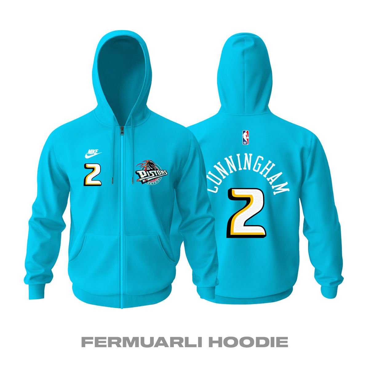 Detroit Pistons: Classic Edition 2022/2023 Fermuarlı Kapüşonlu Hoodie