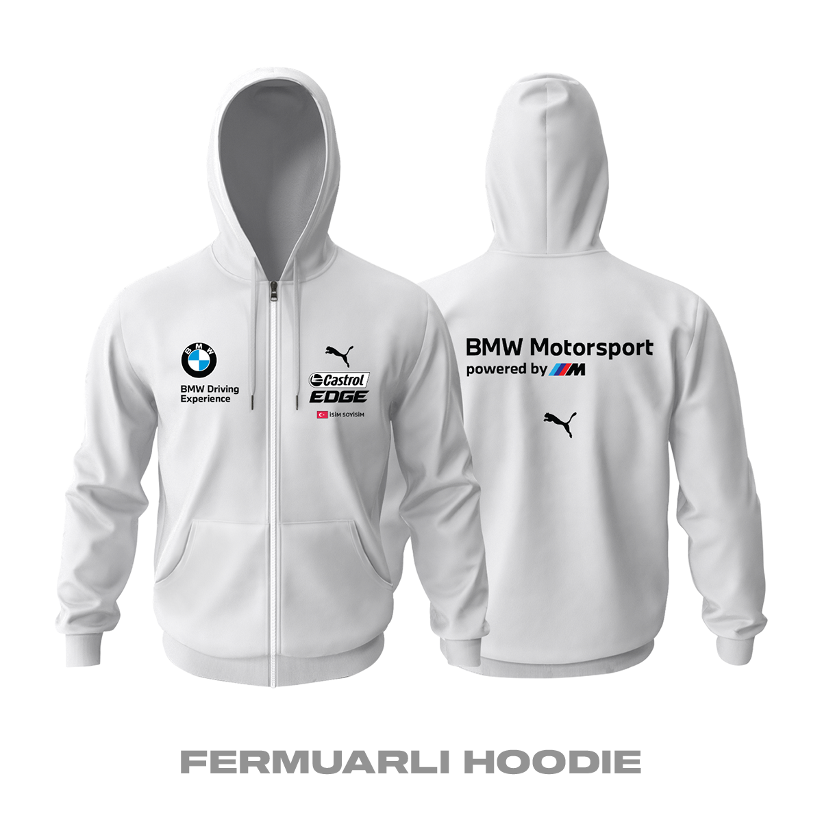 Bmw: DTM White Edition 2023 Fermuarlı Kapüşonlu Hoodie