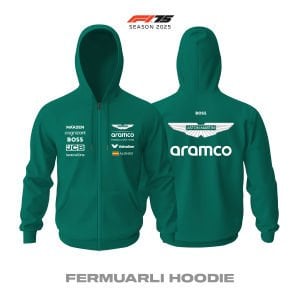Aston Martin F1 Team: AMR25 Green Edition 2025 Fermuarlı Hoodie