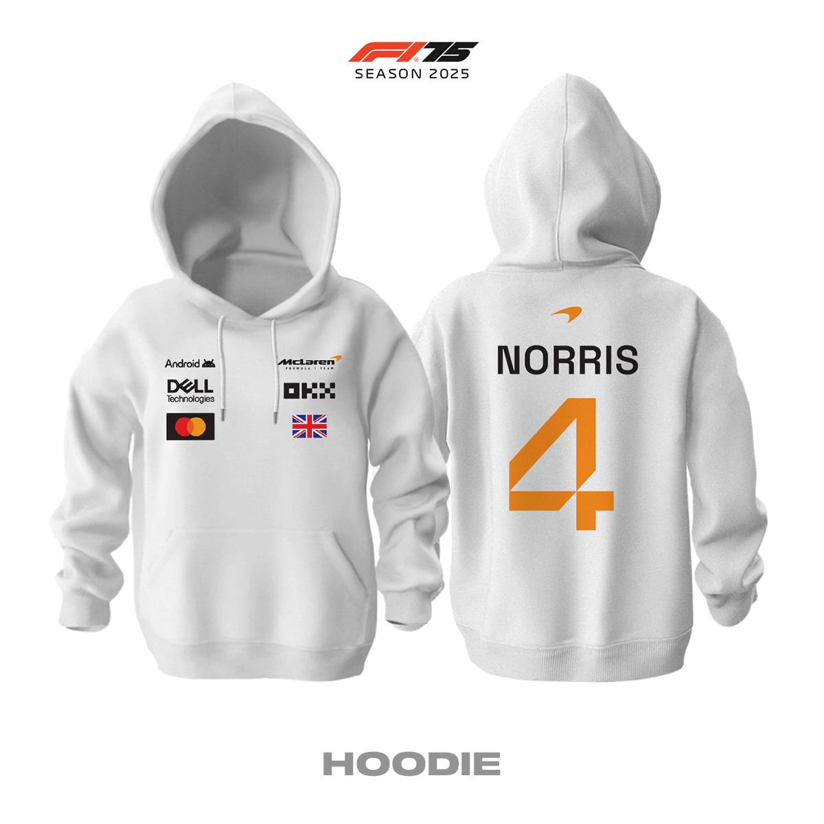 McLaren F1 Team: MCL39 White Crew Edition 2025 Kapüşonlu Hoodie