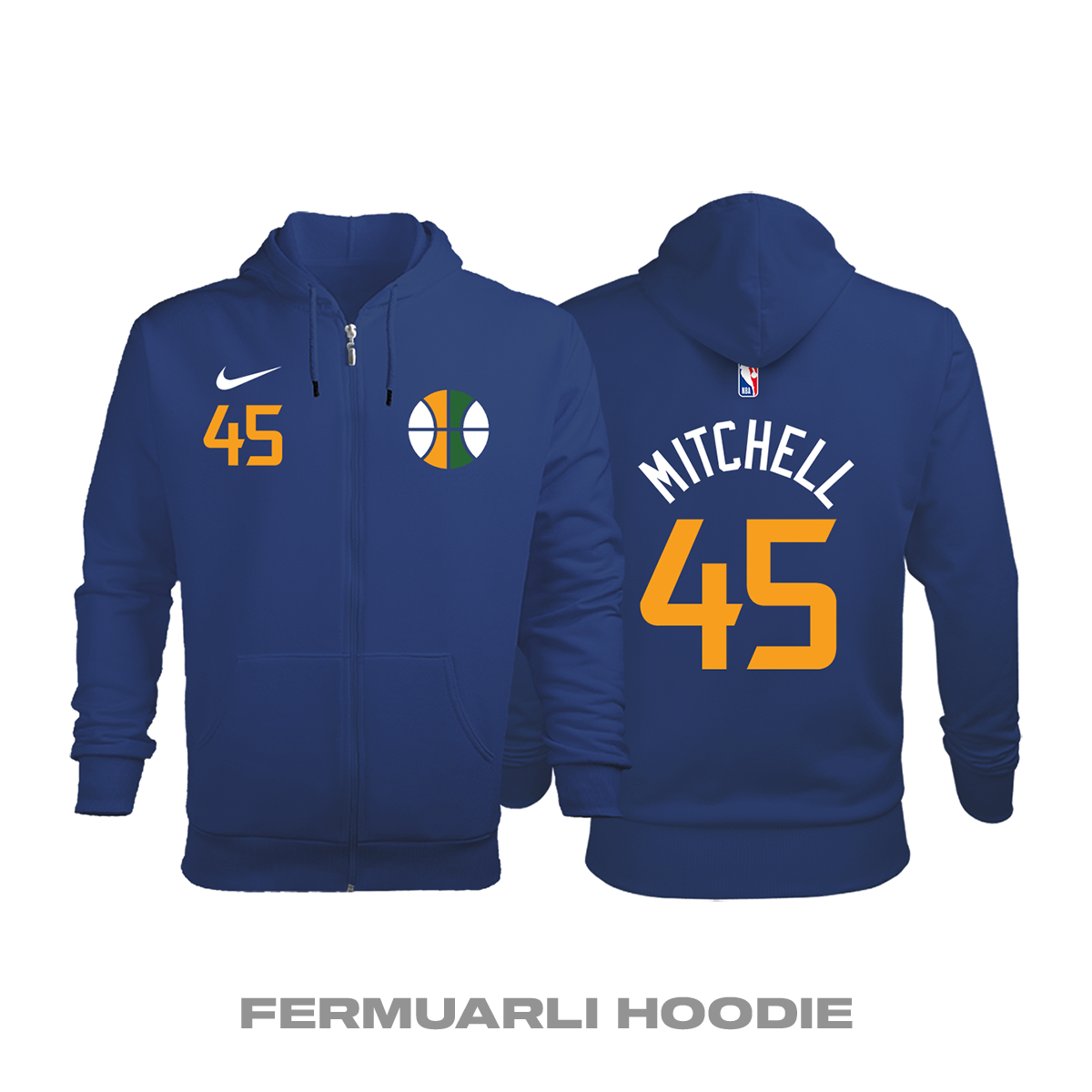 Utah Jazz: Icon Edition 2017/2018 Fermuarlı Kapüşonlu Hoodie 2XL