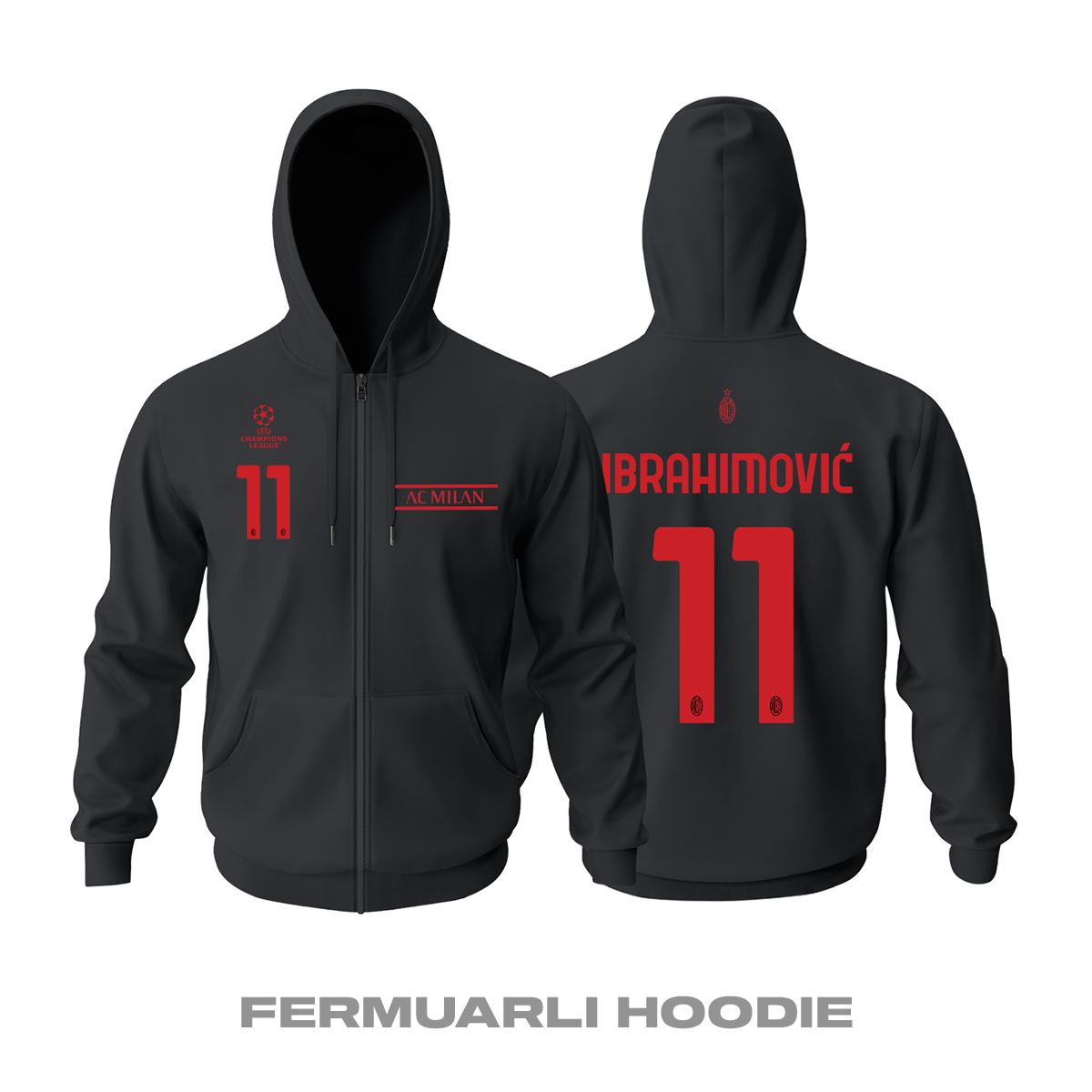 Milan: Third Edition 2021/2022 Fermuarlı Kapüşonlu Hoodie