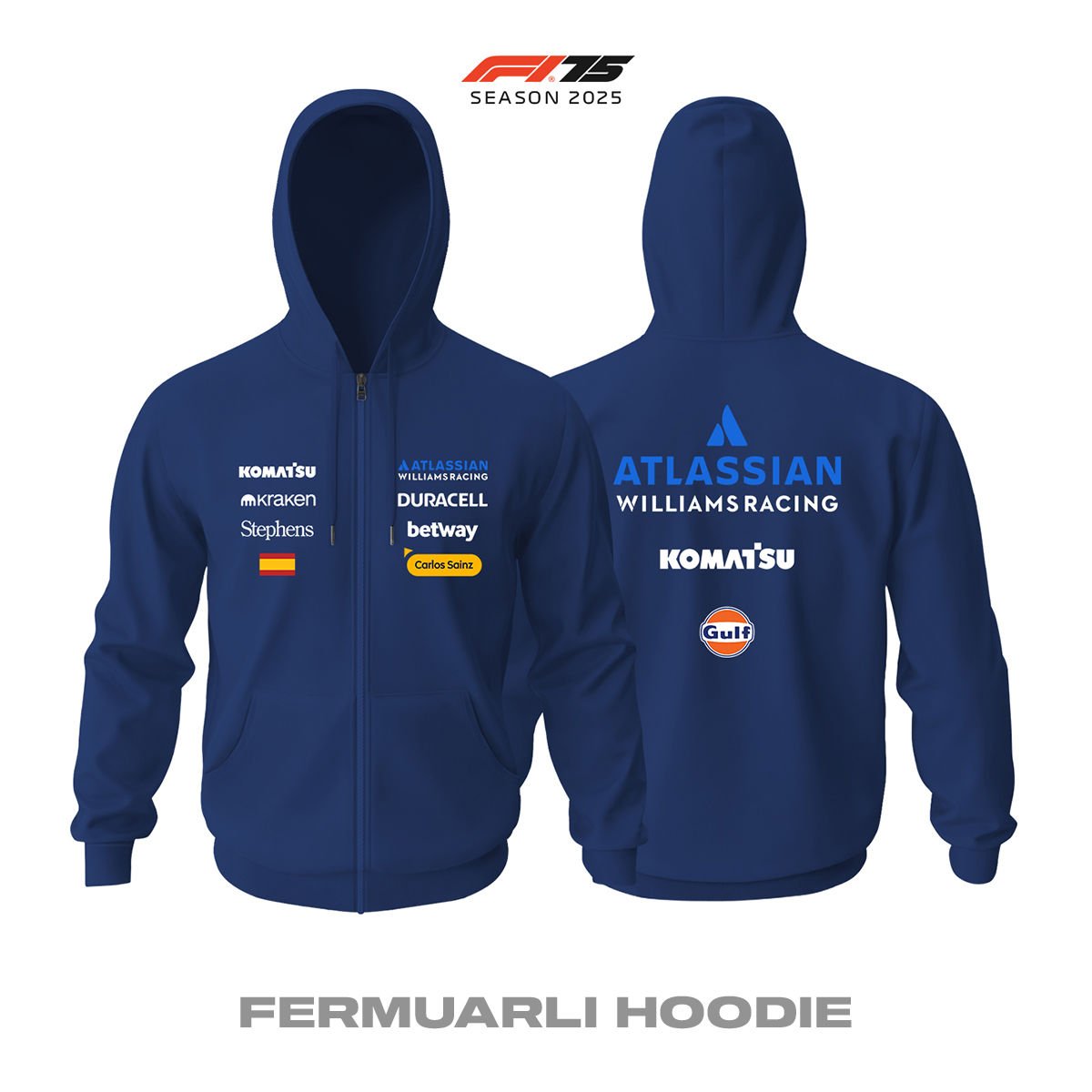 Williams F1 Team: FW47 Navy Edition 2025 Fermuarlı Hoodie
