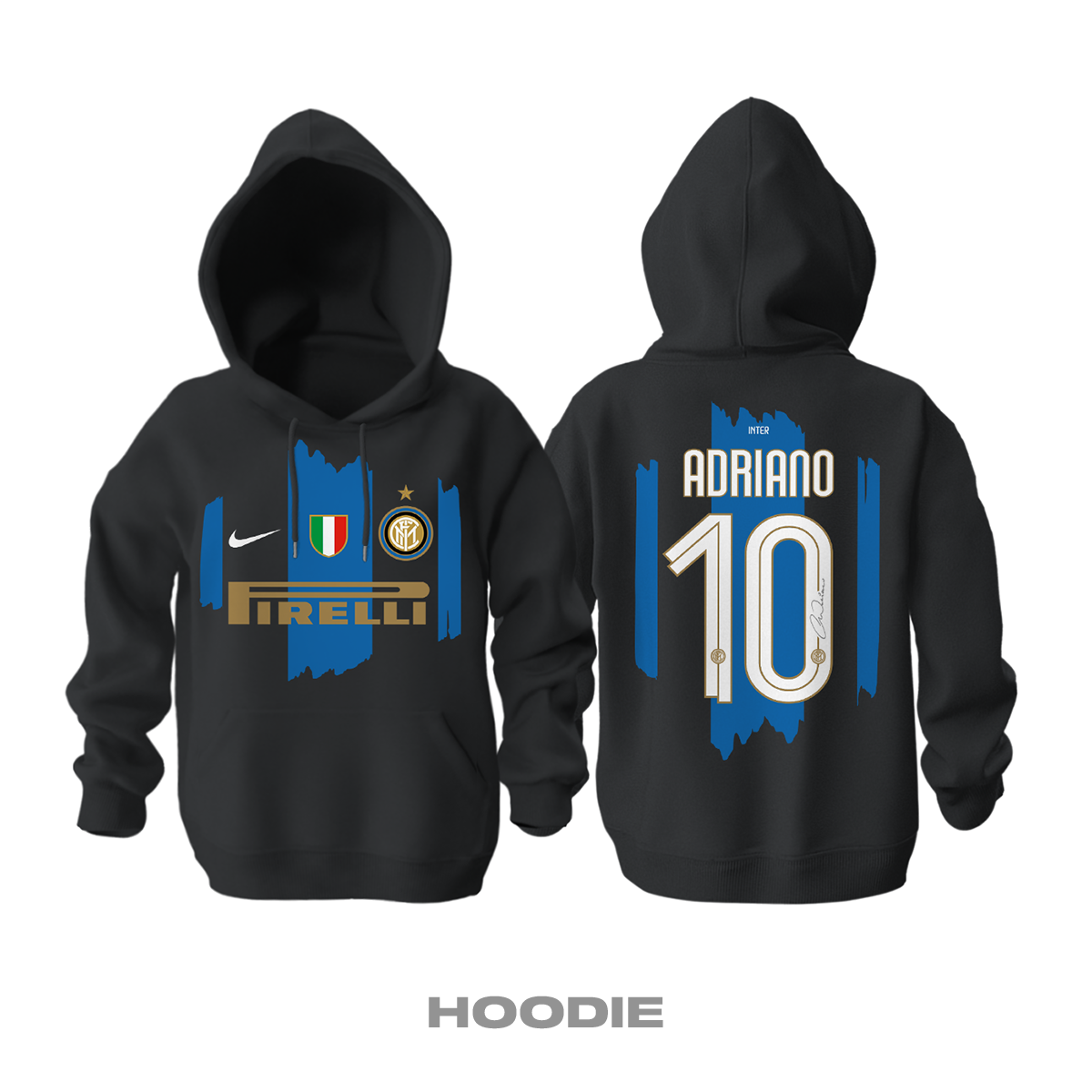 Internazionale FC: 2009 - Adriano Leite Ribeiro Kapüşonlu Hoodie