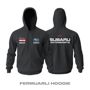 Subaru: Motorsport Black Edition 2023 Fermuarlı Kapüşonlu Hoodie