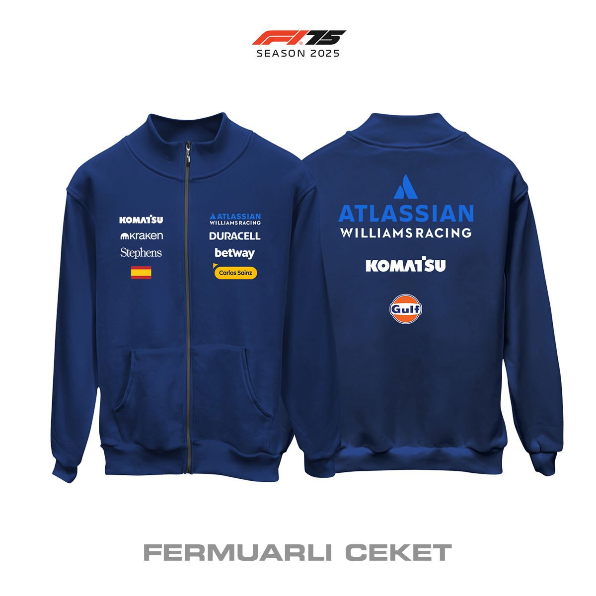 Williams F1 Team: FW47 Navy Edition 2025 Fermuarlı Ceket