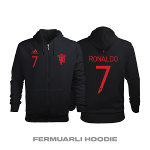 Manchester United: Black Devil Edition 2021/2022 Fermuarlı Kapüşonlu Hoodie L