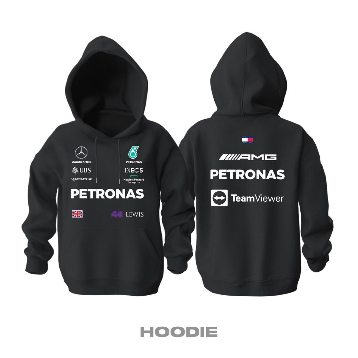 AMG Petronas F1 Team: Black Edition 2022 Kapüşonlu Hoodie
