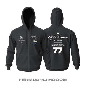 Alfa Romeo Racing: Black Crew Edition 2023 Fermuarlı Kapüşonlu Hoodie