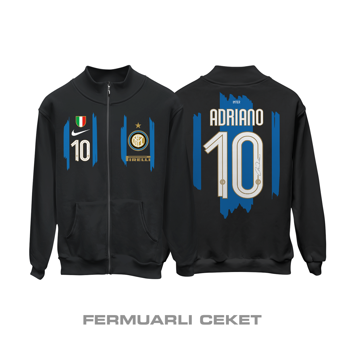 Internazionale FC: 2009 - Adriano Leite Ribeiro Fermuarlı Ceket