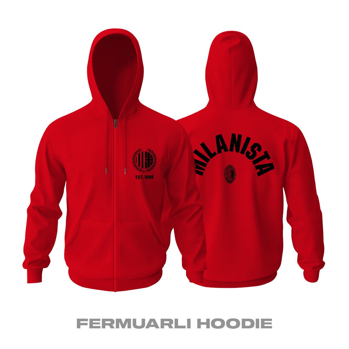 ACMilan: MILANISTA 2025 - Red Edition Fermuarlı Kapüşonlu Hoodie