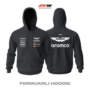 Aston Martin F1 Team: AMR25 Black Edition 2025 Fermuarlı Hoodie