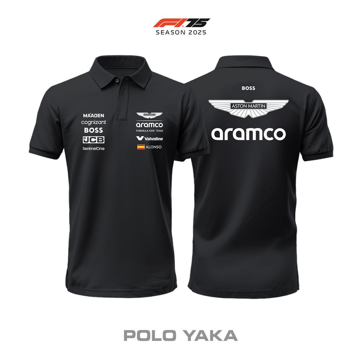 Aston Martin F1 Team: AMR25 Black Edition 2025 Polo Yaka