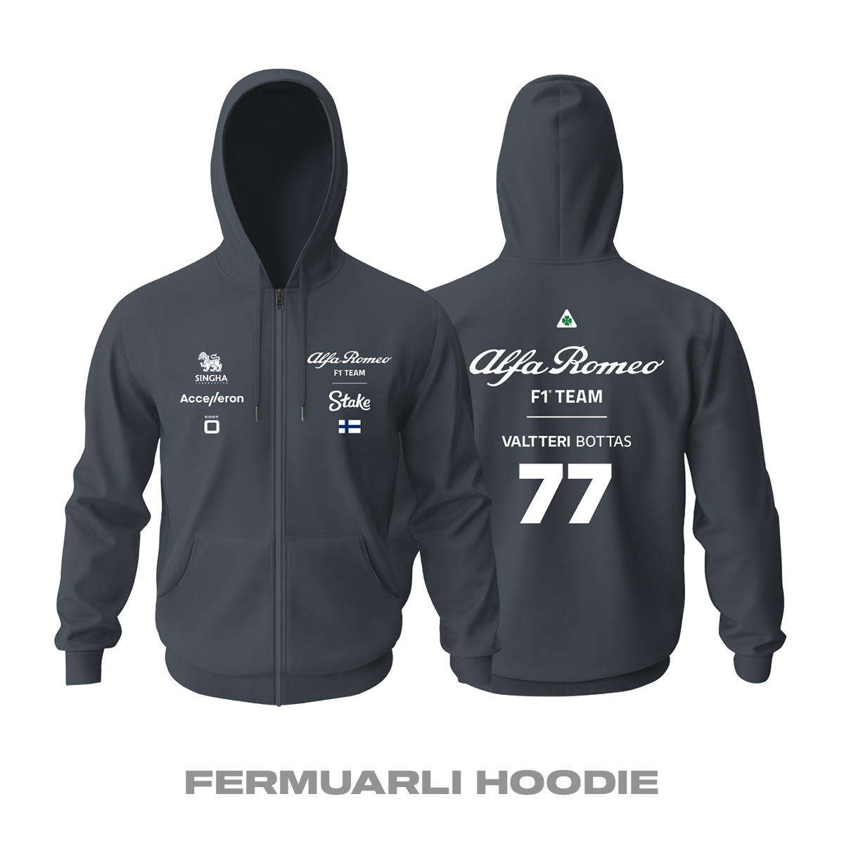 Alfa Romeo Racing: Smoke Crew Edition 2023 Fermuarlı Kapüşonlu Hoodie